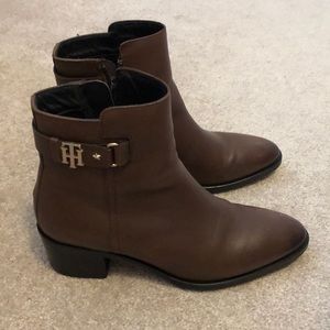 Tommy Hilfiger Brown Heeled Booties
